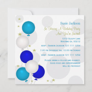 Invitations de la partie Ballons de couleurs