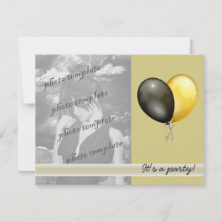 Invitations de la partie Ballons Noir et Or