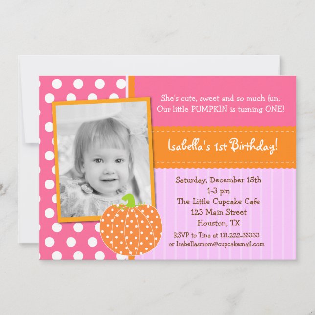 Invitations de la partie BIrthday Citrouille (Devant)