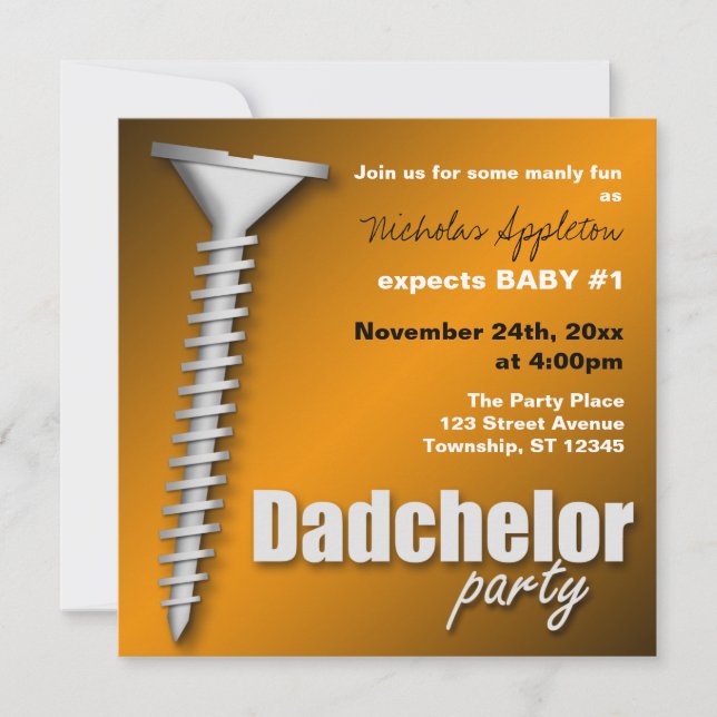 Invitations de la partie Dadchelor Orange (Devant)