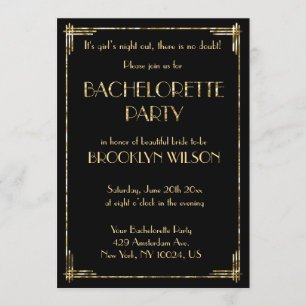 Invitations de la partie de Bachelorette Art Déco