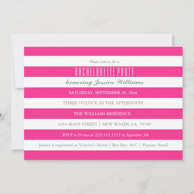 Invitations de la partie de bachelorette rose chau (Devant)