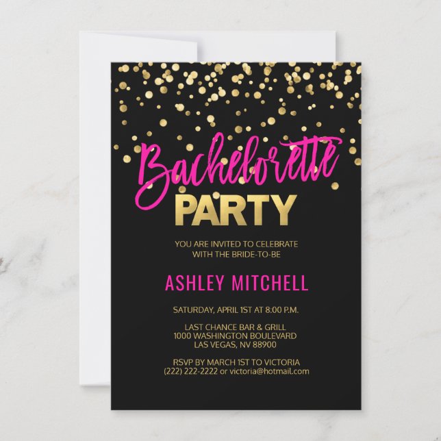 Invitations de la partie de bachelorette rose CHAU (Devant)