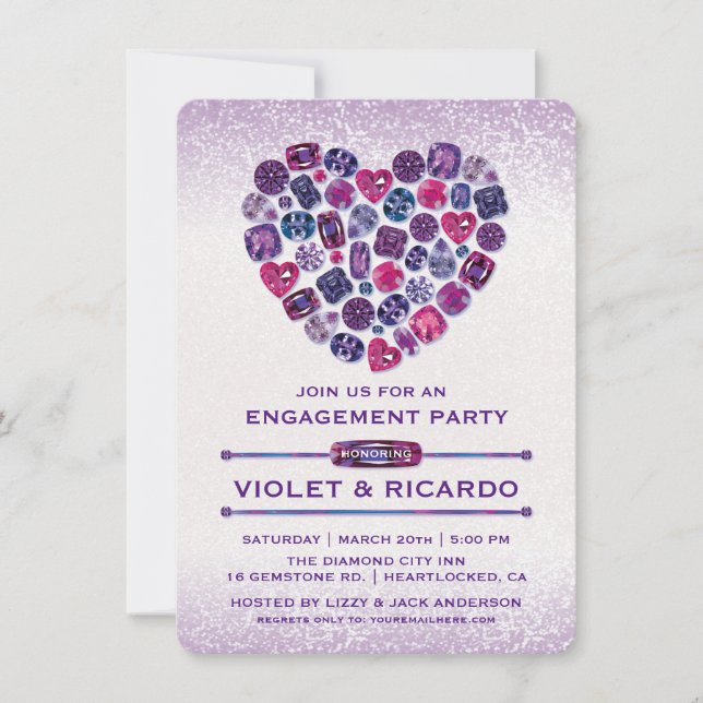Invitations de la partie de fiançailles cardiaques (Devant)