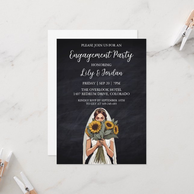 Invitations de la partie de fiançailles d'Eucalypt (Devant/Arrière en situation)