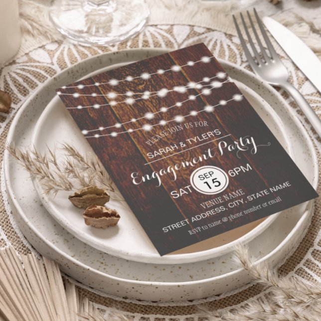 Invitations de la partie de l'engagement Rustic Wo (Créateur téléchargé)