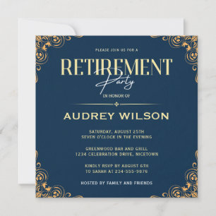 Invitations de la partie de retraite Blue Navy