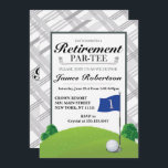 Invitations de la partie de retraite de golf<br><div class="desc">Golf,  Retraite Invitations,  gris muet et blanc plaid. C'est une fantastique invitation à la retraite pour les hommes. Conçu par Metro-Events. D'autres articles et décorations de Golf Retirement sont disponibles sur Metro-Event.com et Metro-Events sur Zazzle.</div>