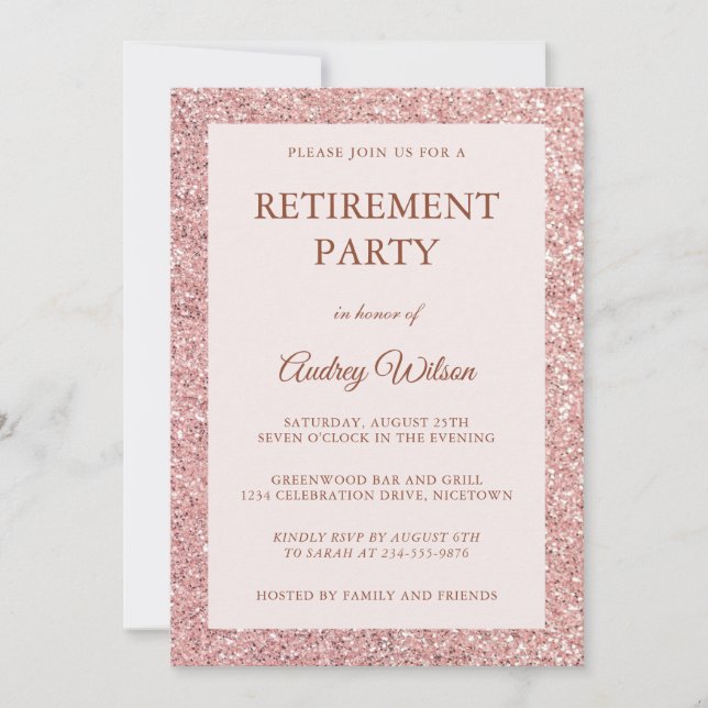 Invitations de la partie de retraite Rose Parties  (Devant)