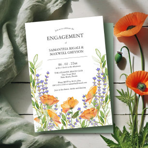 Invitations de la partie d'engagement Aquarelle fl