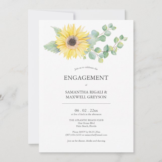 Invitations de la partie d'engagement Aquarelle To (Devant)