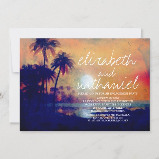 Invitations de la partie d'engagement Beach Palms (Devant)