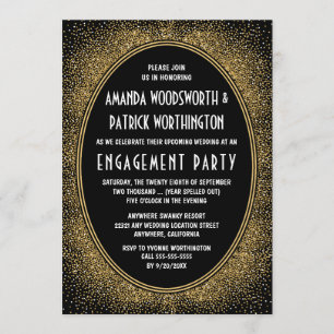 Invitations de la partie d'engagement Black & Gold