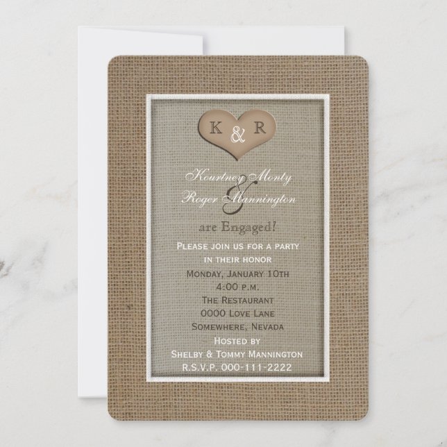 Invitations de la partie d'engagement - Burlap Loo (Devant)