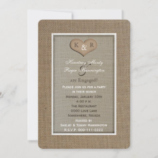 Invitations de la partie d'engagement - Burlap Loo