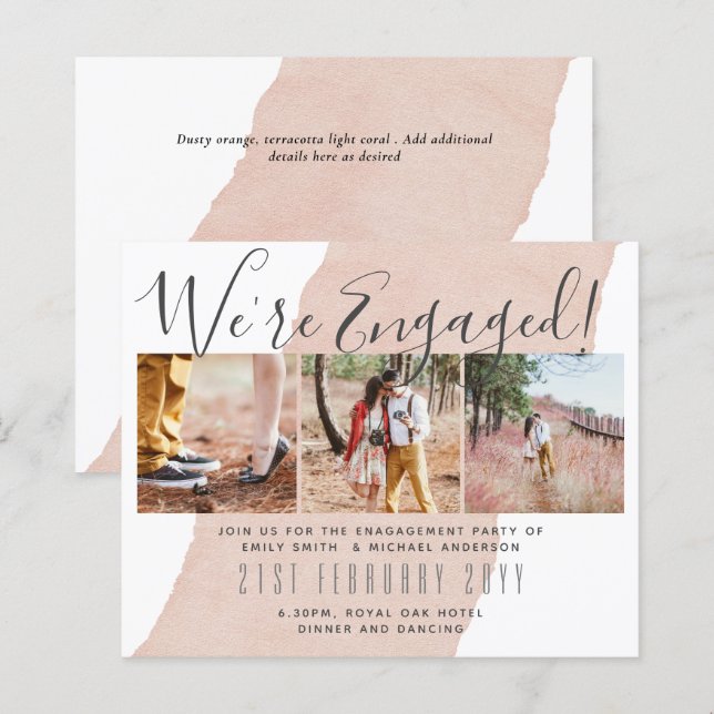 Invitations de la partie d'engagement de PHOTO con (Devant / Derrière)
