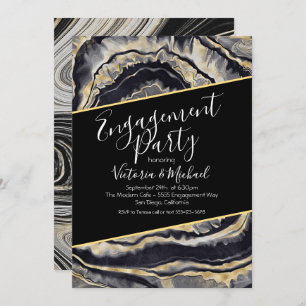Invitations de la partie d'engagement Elegant Gold