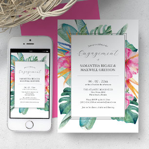 Invitations de la partie d'engagement Fleurs tropi