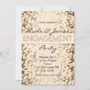 Invitations de la partie d'engagement Gold Sparkli