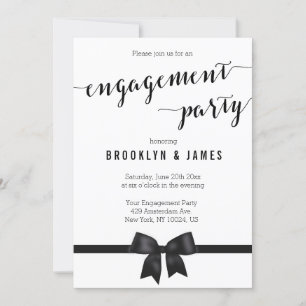 Invitations de la partie d'engagement noir et blan