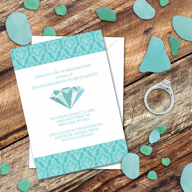 Invitations de la partie d'engagement (Turquoise) (Créateur téléchargé)