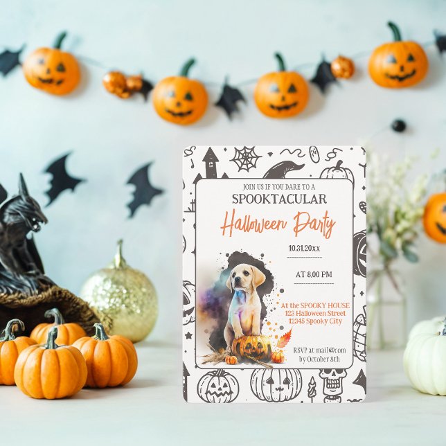 Invitations de la partie d'Halloween de chiot Spoo (Créateur téléchargé)
