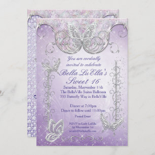 Invitations de la partie papillon diamant