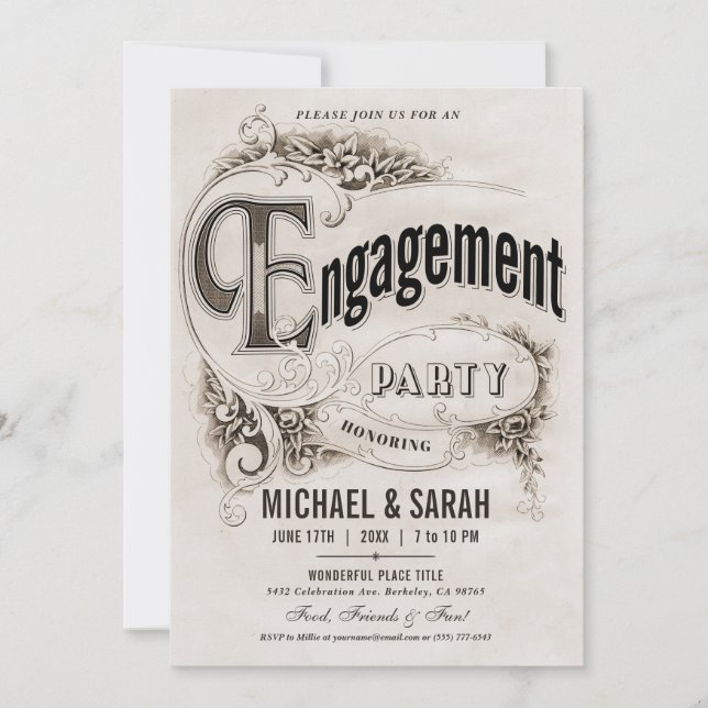 Invitations de la partie Vintage d'engagement supr (Devant)