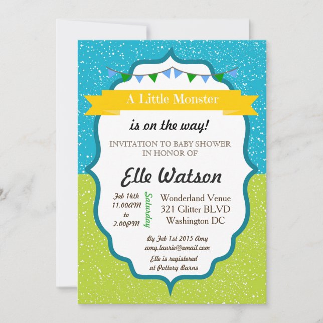 Invitations de la petite Monster Baby Showeuse (Devant)