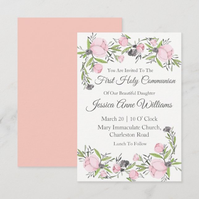 Invitations de la première sainte communion (Devant / Derrière)