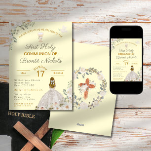Invitations de la première sainte communion Boho C