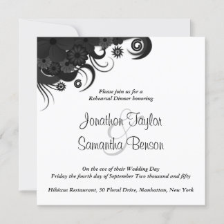 Invitations de la répétition de Mariage noir et bl