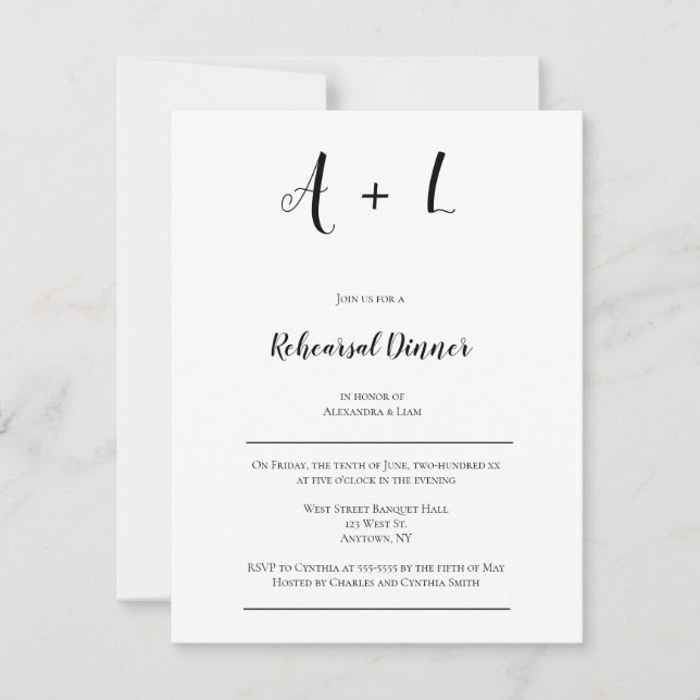 Invitations de la répétition monogramme moderne (Devant)