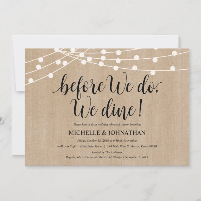 Invitations de la répétition Rustic String Lights (Devant)