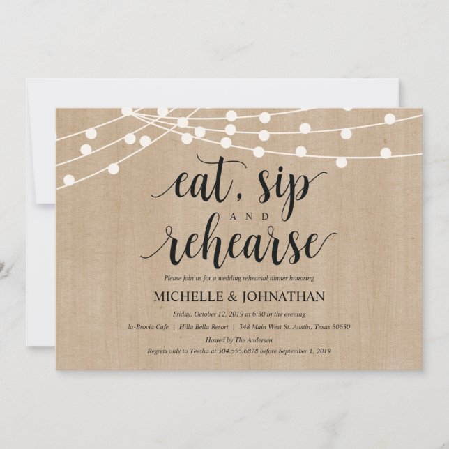 Invitations de la répétition Rustic String Lights (Devant)