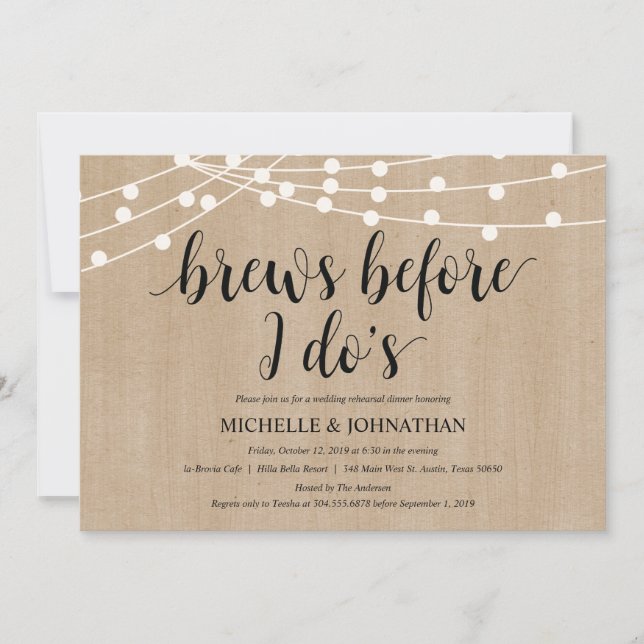 Invitations de la répétition Rustic String Lights (Devant)
