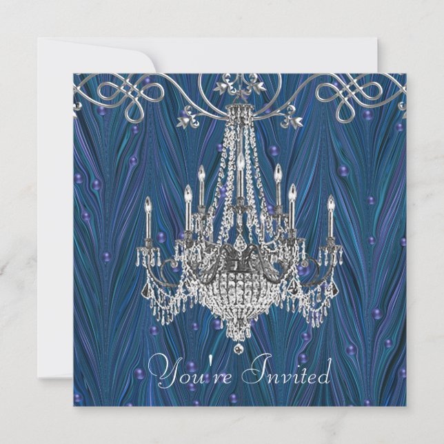 Invitations de la Royal Navy Blue Chandelier Party (Devant)