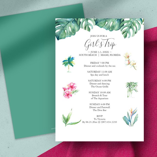 Invitations de la soirée de bachelorette tropicale (bachelorette party invitations Miami or Palm Springs tropical )