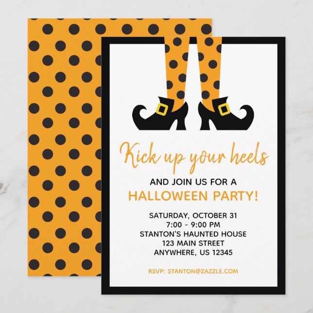 Invitations de la soirée sorcière Polka Dot Hallow (Devant / Derrière)