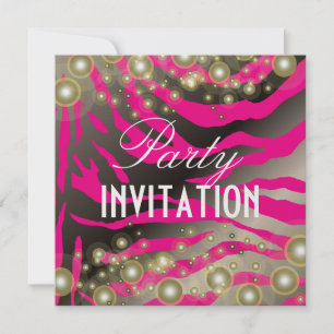 Invitations de la Zebra Party, bulles de champagne