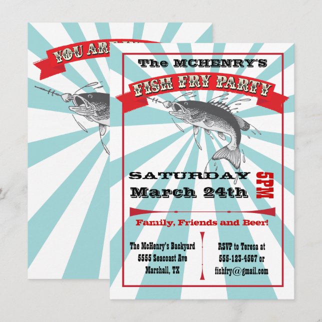 Invitations de l'affiche du Fish Fry Party (Devant / Derrière)