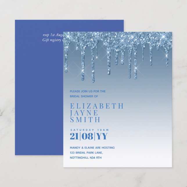 INVITATIONS DE LANCER DE MARIÉE Pailletées BUDGET (Devant / Derrière)