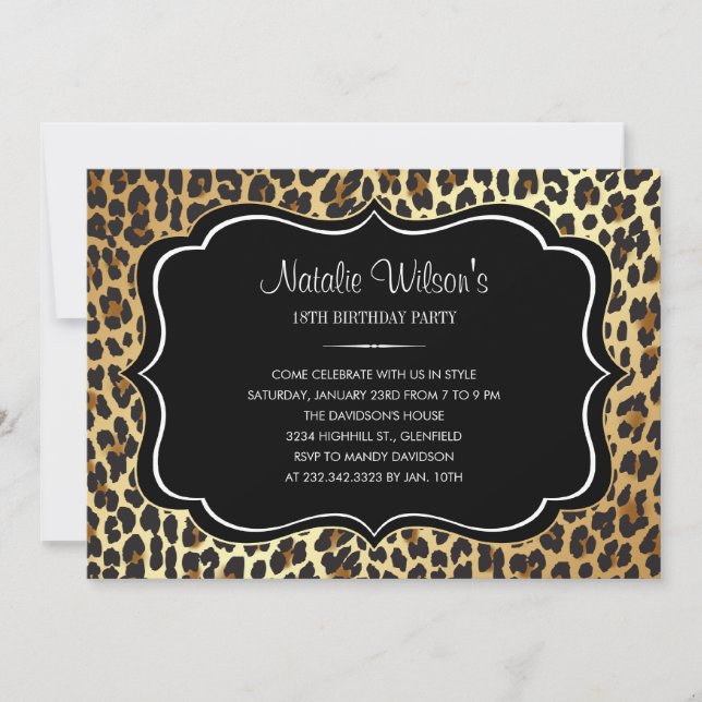 Invitations de Leopard Poster de animal (Devant)