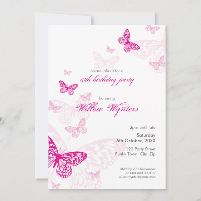 INVITATIONS DE L'ÉVÉNEMENT SPÉCIAL :: papillons 1P (Devant)