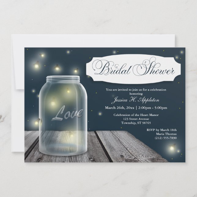Invitations de luciole Mason Jar (Devant)