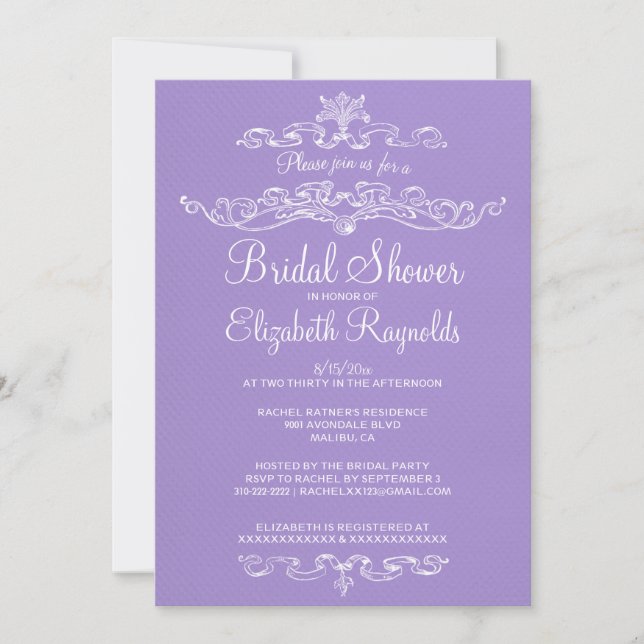 Invitations de luxe de Fête de la mariée de (Devant)