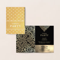 Invitations de luxe Foil Black Graduation Party