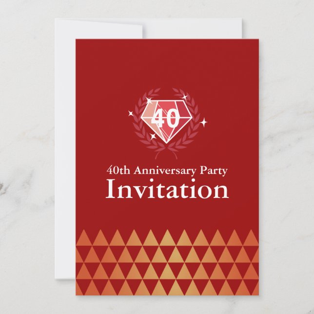 Invitations de luxe Ruby Gems 40e anniversaire (Devant)
