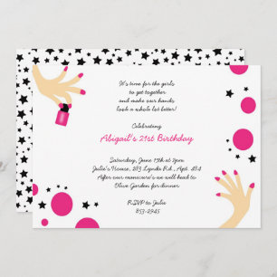Invitations de manucure Rose Black Stars Anniversa