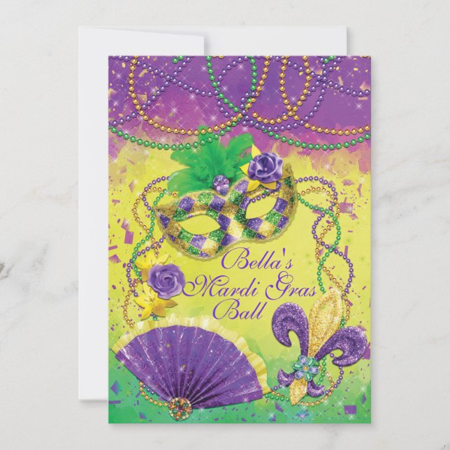 Invitations de Mardi Gras Masquerade Party (Devant)
